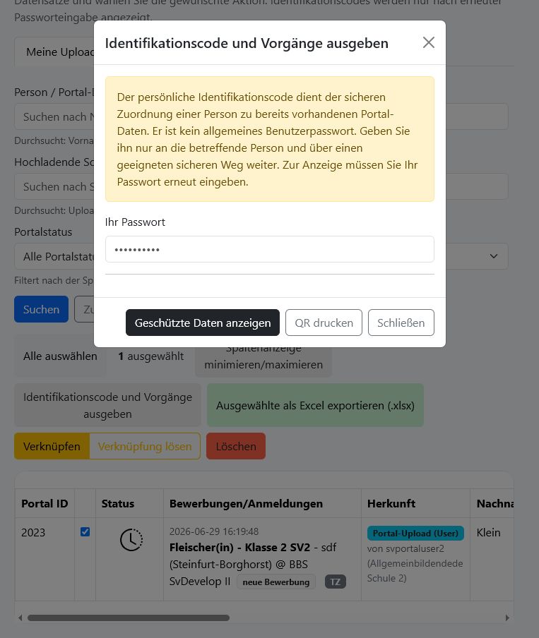 Geschützter Dialog zur Ausgabe des persönlichen Identifikationscodes